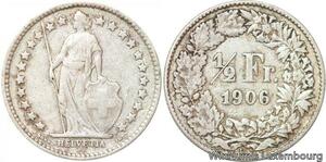 R7292 Switzerland 1/2 Franc Helvetia 1906 B Berne Silver -> Make offer
