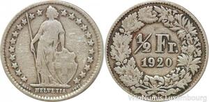 R7315 Switzerland 1/2 Franc Helvetia 1920 B Berne Silver -> Make offer