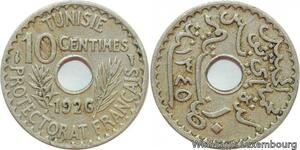 R7415 Tunisia 10 Centimes Muhammad al-Habib Bey AH 1345 1926 Paris Décentrée
