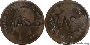 R7456 Italy 5 Centesimi Vittorio Emanuele II 1862 N Naples Countermark Massacre