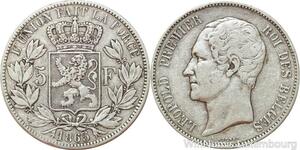 R7465 Belgium 5 Francs Leopold I 1865 Argent Silver -> Make offer