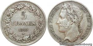 R7471 Belgium 5 Francs Leopold I 1849 Raised Letters Argent Silver -> Make offer