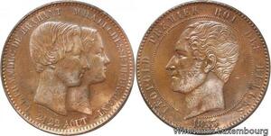R7481 Belgium 10 Centimes Leopold I Marriage Duke Dutchess Brabant 1853 AU