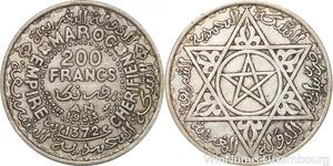 R7502 Morocco 200 Francs Mohammed V AH 1372 1953 Paris Silver -> Make offer