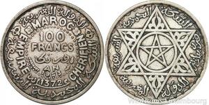 R7509 Morocco 100 Francs Mohammed V AH 1372 1953 Paris Silver -> Make offer