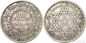 R7514 Morocco 100 Francs Mohammed V AH 1372 1953 Paris Silver -> Make offer