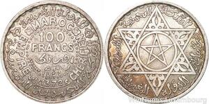 R7515 Morocco 100 Francs Mohammed V AH 1372 1953 Paris Silver UNC -> Make offer