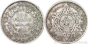 R7516 Morocco 100 Francs Mohammed V AH 1372 1953 Paris Silver -> Make offer