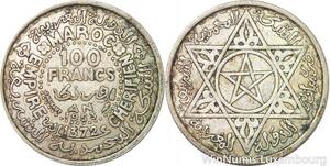 R7519 Morocco 100 Francs Mohammed V AH 1372 1953 Paris Silver -> Make offer