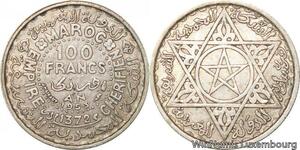 R7522 Morocco 100 Francs Mohammed V AH 1372 1953 Paris Silver -> Make offer