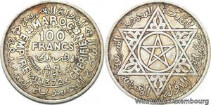 R7523 Morocco 100 Francs Mohammed V AH 1372 1953 Paris Silver -> Make offer