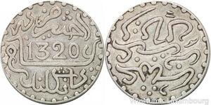 R7545 Morocco 1 Dirham Abdelaziz AH 1320 1903 London Silver -> Make offer