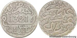 R7553 Morocco 1 Dirham Abdelaziz AH 1321 1903 London Silver -> Make offer
