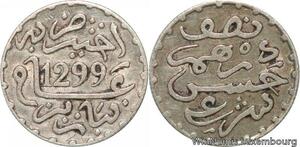 R7557 Morocco 1/2 Dirham Hassan Ier AH 1299 1882 Silver Paris -> Make offer