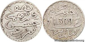 R7560 Morocco 1/2 Dirham Hassan Ier AH 1309 1892 Silver Paris -> Make offer