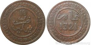 R7576 Morocco 10 Mazunas Abd al-Aziz AH 1321 1903 Berlin -> Make offer