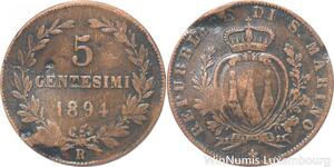 R7578 San Marino 5 Centesimi 1894 R Roma -> Make offer