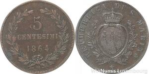R7580 San Marino 5 Centesimi 1864 M Milan -> Make offer