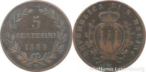 R7581 San Marino 5 Centesimi 1869 M Milan -> Make offer