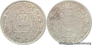 R7597 Morocco 20 Francs Mohammed V AH 1352 1933 Paris Silver -> Make offer