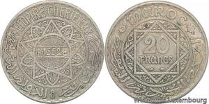 R7600 Morocco 20 Francs Mohammed V AH 1352 1933 Paris Silver -> Make offer