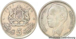 R7614 Morocco 5 Dirhams Hassan II AH 1384 1965 Silver -> Make offer