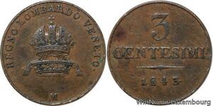 R7624 Italy Lombardia Venetia 3 Centesimi Franz Joseph I 1843 M Milan -> M Offer