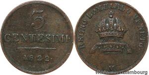 R7625 Italy Lombardia Venetia 3 Centesimi Franz Joseph I 1822 M Milan -> M Offer