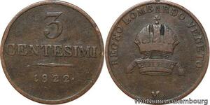 R7626 Italy Lombardia Venetia 3 Centesimi Franz Joseph I 1822 M Milan -> M Offer