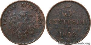 R7628 Italy Lombardia Venetia 5 Centesimi Franz Joseph I 1852 M Milan -> M Offer