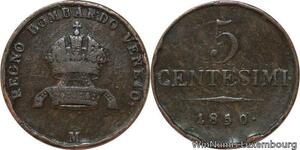 R7630 Italy Lombardia Venetia 5 Centesimi 1850 M Milan -> Make offer