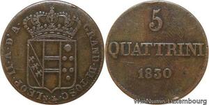 R7635 Italy Italian States Tuscany 5 Quattrini Leopold II 1830 -> Make offer