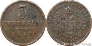 R7663 Italy Lombardy Venetia 3 Centesimi Franz Joseph I 1852 V Venice -> M Offer
