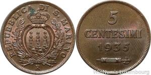 R7667 San Marino 5 Centesimi 1935 R Roma UNC -> Make offer