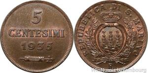 R7670 San Marino 5 Centesimi 1935 R Roma UNC -> Make offer