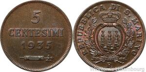 R7671 San Marino 5 Centesimi 1935 R Roma UNC -> Make offer