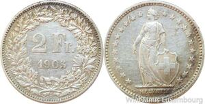R7721 Switzerland 2 Francs Helvetia 1905 B Berne Silver AU -> Make offer