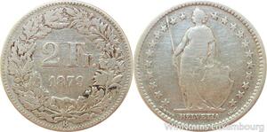 R7726 Switzerland 2 Francs Helvetia 1879 B Berne Silver -> Make offer