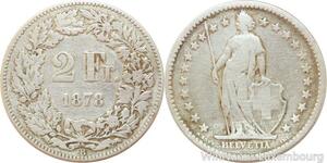 R7729 Switzerland 2 Francs Helvetia 1878 B Berne Silver -> Make offer
