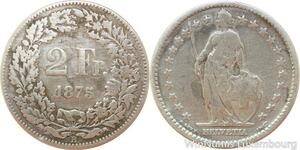 R7730 Switzerland 2 Francs Helvetia 1875 B Berne Silver -> Make offer