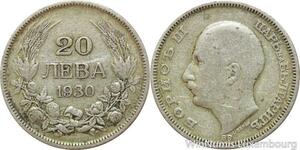 R7741 Bulgaria 20 Leva Boris III 1930 BP Silver -> Make offer