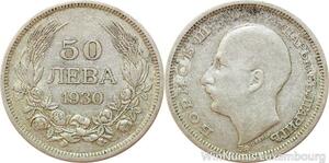 R7759 Bulgaria 50 Leva Boris III 1930 BP Silver -> Make offer