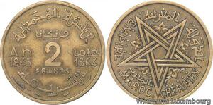 R7878 Morocco 2 Francs Mohammed V AH 1364 1945 A Paris -> Make offer
