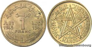 R7896 Morocco 1 Franc Mohammed V AH 1364 1945 A Paris AU++ -> Make offer