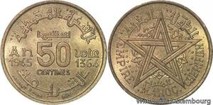 R7913 Morocco 50 Centimes Mohammed V AH 1364 1945 A Paris AU -> Make offer