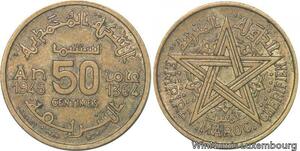 R7914 Morocco 50 Centimes Mohammed V AH 1364 1945 A Paris -> Make offer