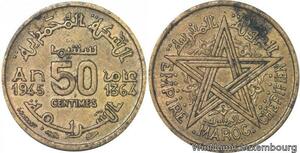 R7915 Morocco 50 Centimes Mohammed V AH 1364 1945 A Paris -> Make offer