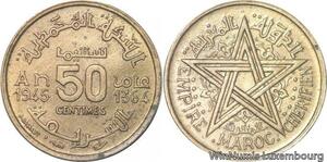 R7916 Morocco 50 Centimes Mohammed V AH 1364 1945 A Paris AU -> Make offer