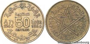R7917 Morocco 50 Centimes Mohammed V AH 1364 1945 A Paris -> Make offer