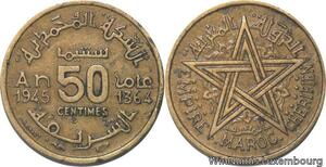 R7919 Morocco 50 Centimes Mohammed V AH 1364 1945 A Paris -> Make offer